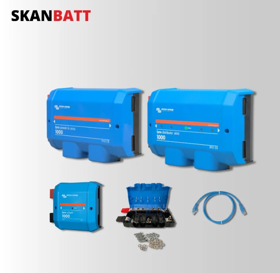 Dette er en komplett pakke for å gjøre en oversiktlig og balansert oppkobling til et større batteri system, med egne tilkoblinger både for pluss-kabler og minus-kabler.